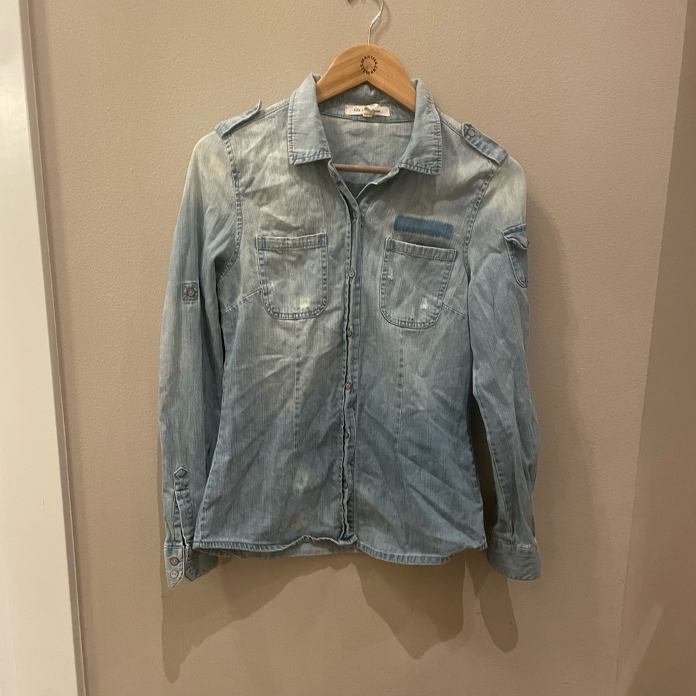 Women’s Chambray Distressed button down
